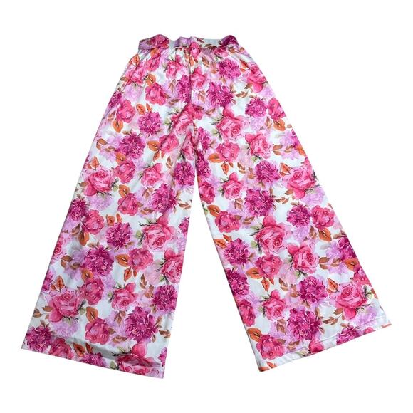 Alamour Satin Floral Wide Leg Pull On Pants XXS - Picture 3 of 5